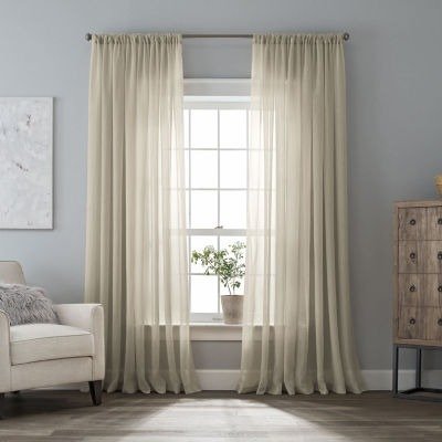 Crushed Voile Sheer Rod-Pocket Single Curtain Panel