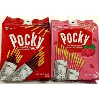 Pocky Glico Pocky 巧克力+草莓奶油口味饼干棒 含9小包 2袋