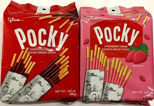 Glico Pocky 巧克力+草莓奶油口味饼干棒 含9小包 2袋