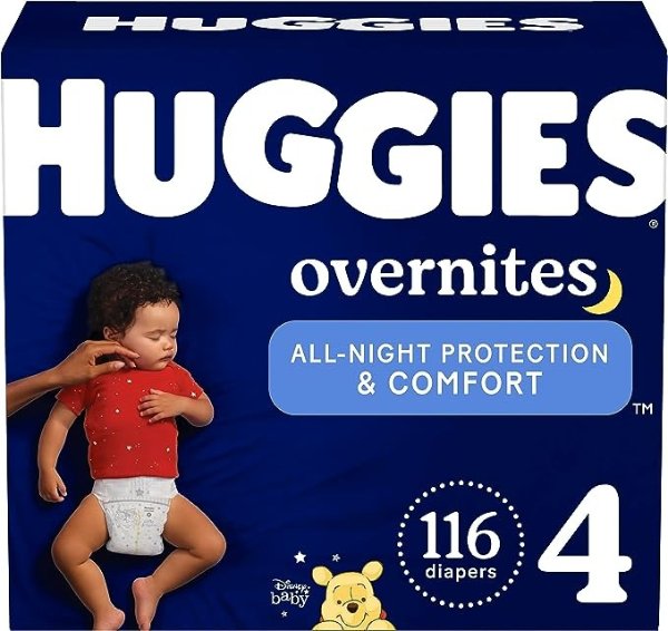 Nighttime Baby Diapers Size 4, 116 Ct, Huggies Overnites