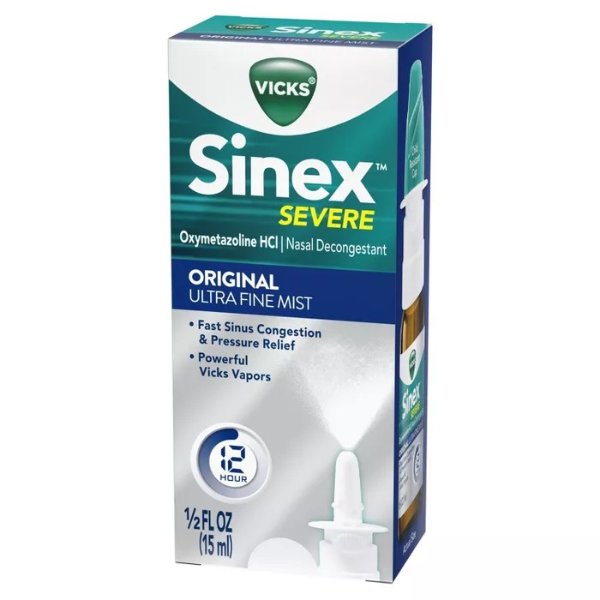 Sinex Severe Original Ultra Fine Mist Nasal Decongestant Spray - Oxymetazoline HCl - 0.5 fl oz