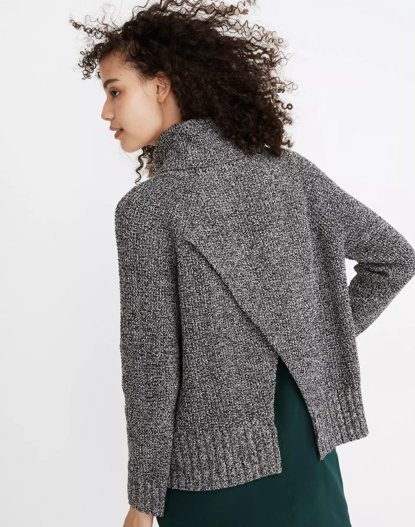Eastbrook Turtleneck Cross-Back Sweater in Cotton-Merino Yarn