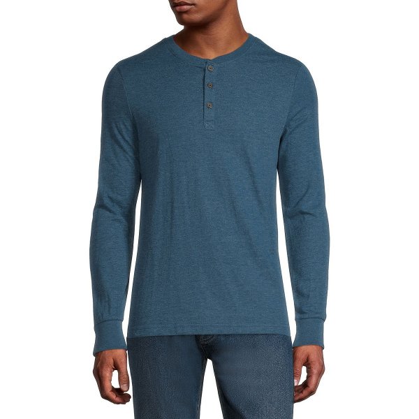 St. John's Bay Super Soft Double Knit Mens Long Sleeve Henley