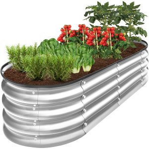 Best Choice Products Outdoor Raised Metal Oval Garden Bed