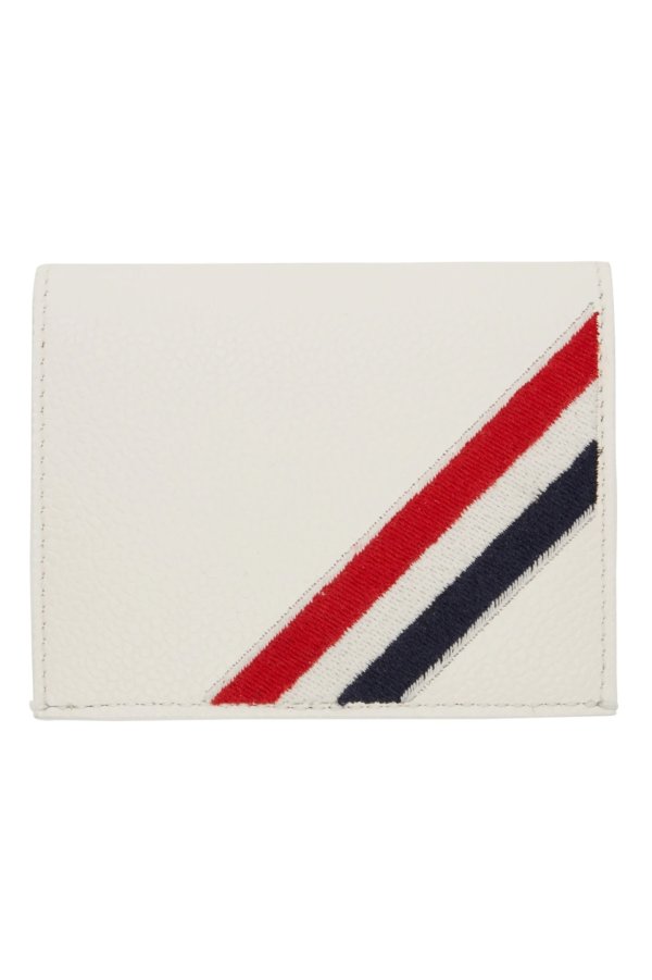 White Diagonal Stripe Bifold Card Holder
