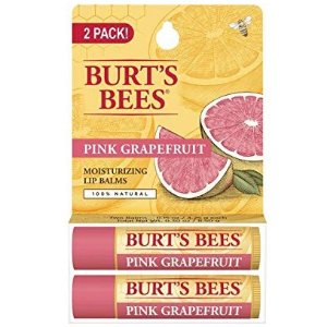 Burt's Bees 100% Natural Moisturizing Lip Balm, Pink Grapefruit, 2 Tubes in Blister Box @ Amazon