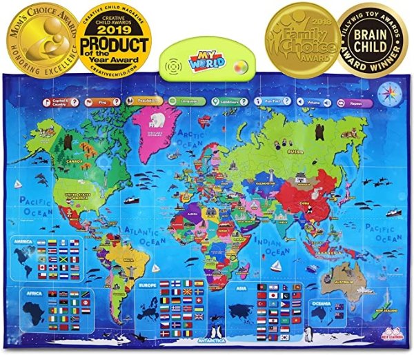 i-Poster My World Interactive Map - Educational Talking Toy for Kids of Ages 5 to 12 Years