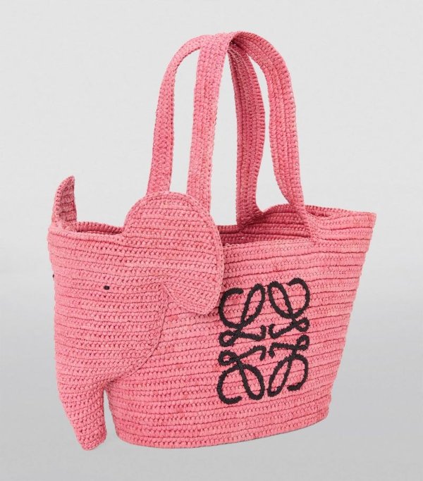 x Paula’s Ibiza Raffia Elephant Basket Tote Bag