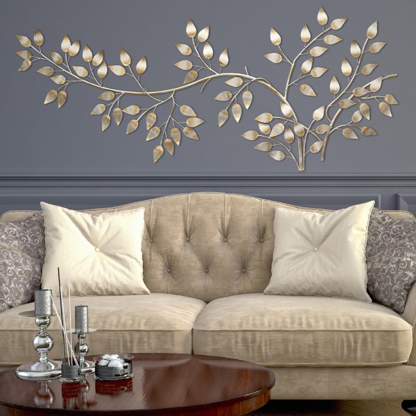 Stratton Home Decor Brushed Gold Flowing Leaves Wall Decor - Contemporary - Metal Wall Art - by Stratton Home Decor