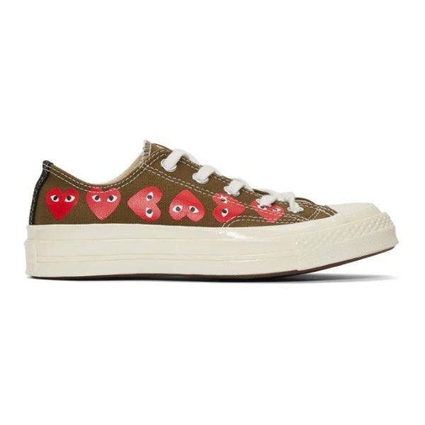 - Khaki Converse Edition Multiple Hearts Chuck 70 Low Sneakers