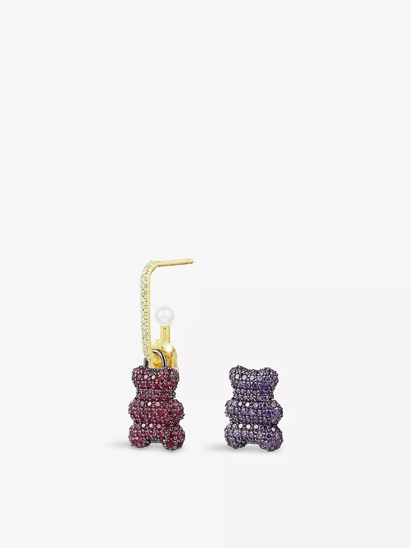 Baby Valentin Yummy Bear 18ct yellow gold-plated alloy and zirconia single earring