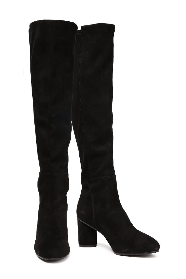 Eloise 75 paneled suede knee boots