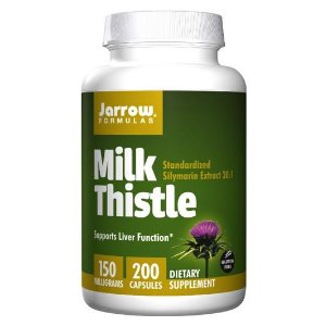 Jarrow Formulas Milk Thistle (Silymarin Marianum), Promotes Liver Health, 150 mg per Capsule, 200 Veggie Capsules