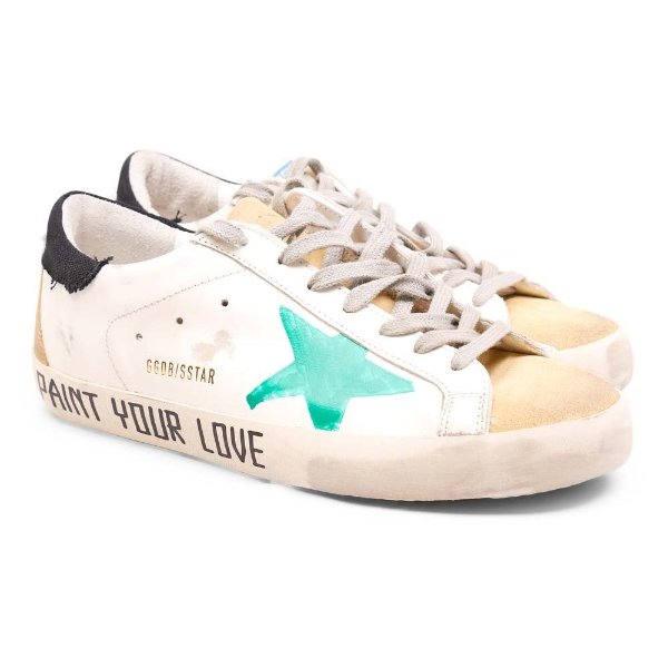 White & Aqua 'Paint Your Love' Superstar Leather Sneaker - Men