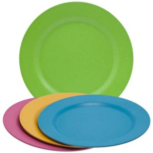 4 Bamboo Plate Set 10” Reusable Renewable Colorful Biodegradable Dishwasher Safe