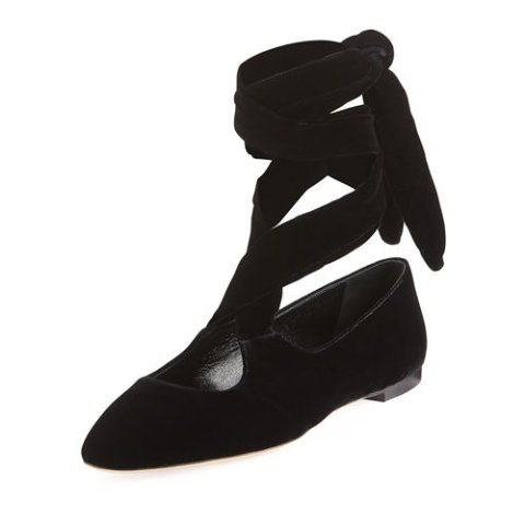 The RowElodie Velvet Ankle-Wrap Flat