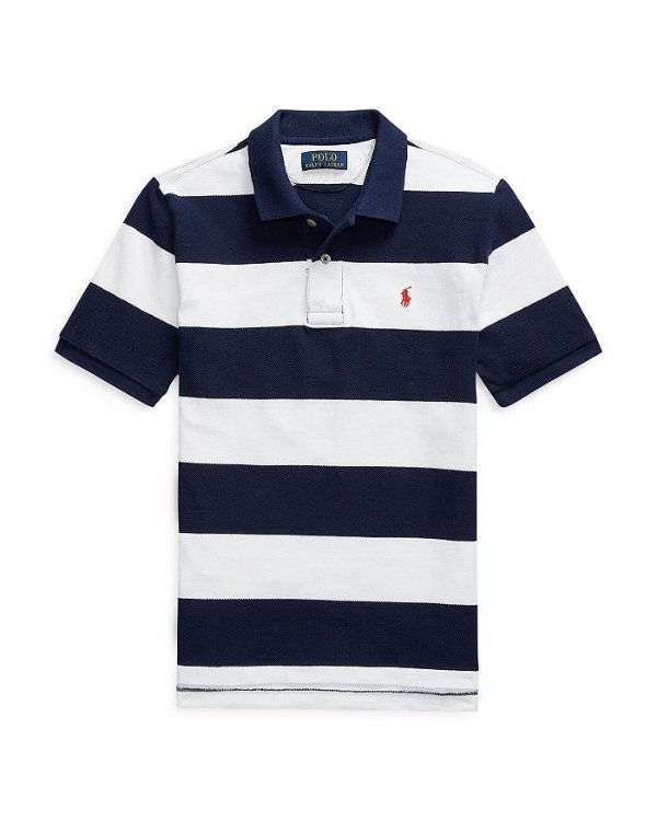 Boys' Striped Cotton Mesh Polo Shirt - Little Kid, Big Kid