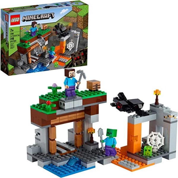 Minecraft The Abandoned Mine 21166 Zombie Cave Battle Playset with Minecraft Action Figures and a Toy Spider, New 2021 (248 Pieces)