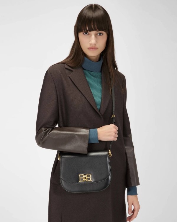 Beckie Leather Cross-Body Bag In Black
