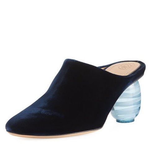 The RowAdela Velvet Mule Pump, Navy