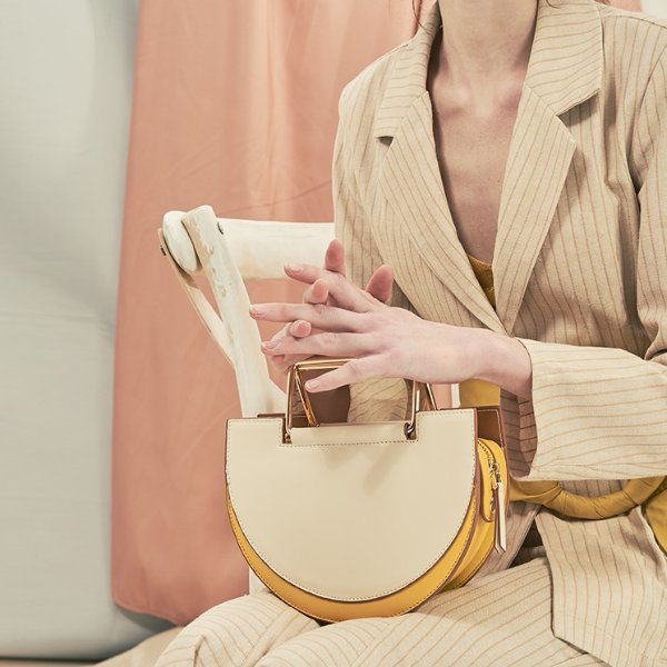 Morandi Rectangle Handle Crossbody Bag - Cream