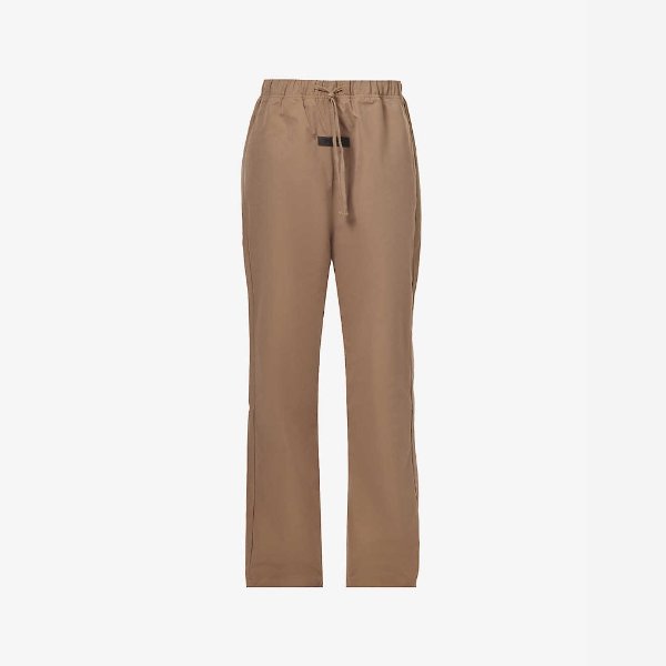 logo-tab straight-leg high-rise cotton-blend trousers