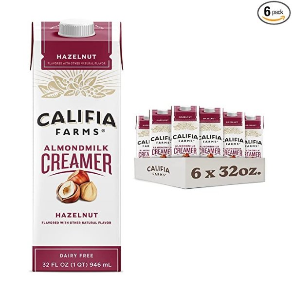 s - Hazelnut Almond Milk Coffee Creamer with Coconut Cream, 32 Oz (Pack of 6) | Dairy Free | Soy Free | Plant Based | Vegan | Non-GMO | Shelf Stable | Gluten Free