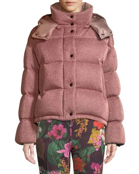 Caille Metallic Puffer Coat w/ Removable Hood