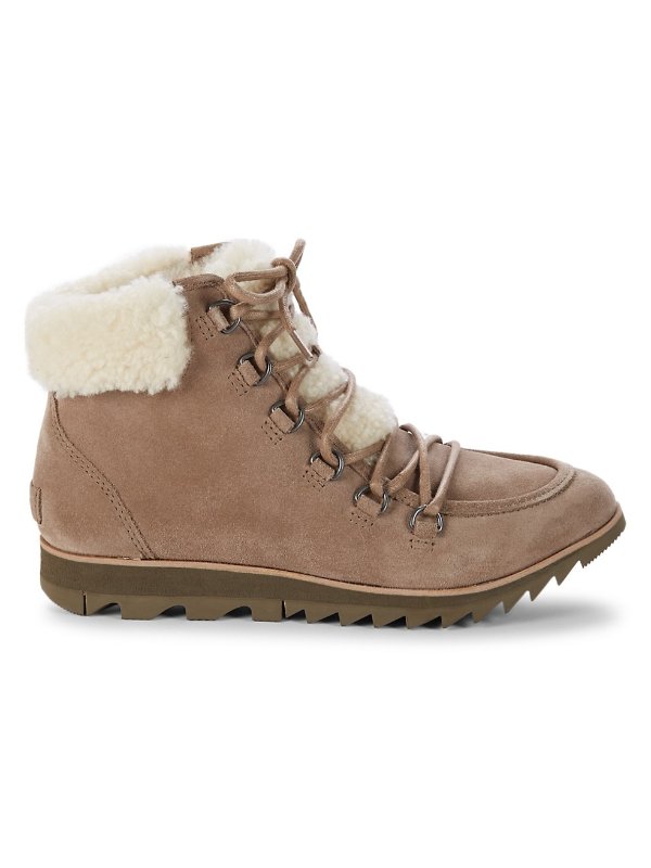 Harlow Sherpa-Trimmed Leather Booties
