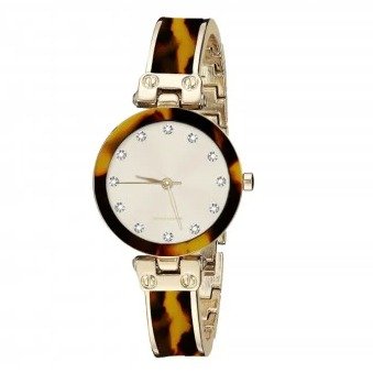 Ladies Fashion Luxury Watch 1 / 10 Ct. Diamond Accent Quartz Movement Beige Dial es 13862G-18-A27