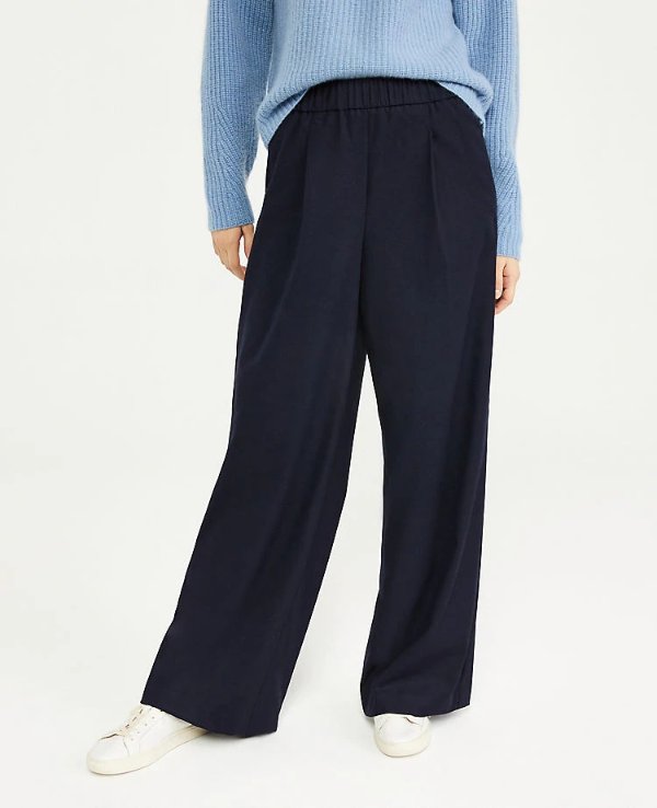 The Flannel Wide Leg Pull On Pant | Ann Taylor