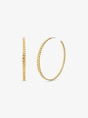 14K Gold-Plated Brass Curb Link Hoop Earrings