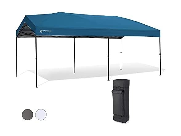 10'x20' Pop-Up Canopy & Instant Shelter, Water & UV Resistant 300D Fabric Construction, Adjustable Height, Wheeled Carry Bag, Guide Rope & Stakes Included