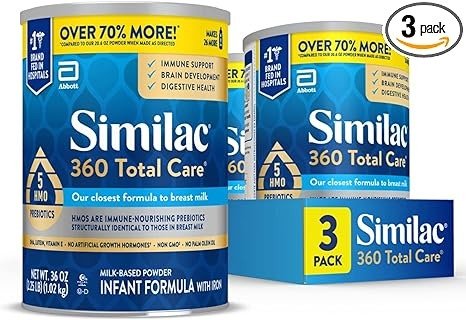360 Total Care Infant Formula, with 5 HMO Prebiotics, Our Closest Formula to Breast Milk, Non-GMO, Baby Formula Powder, 36-oz Tub (Case of 3)
