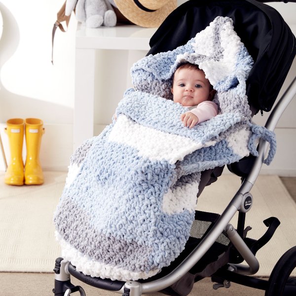 宝宝婴儿车毯子，含毛线和钩针