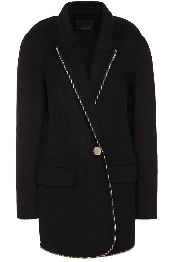 Zip-embellished wool-felt blazer