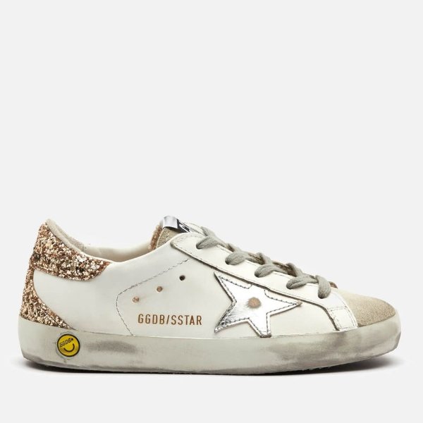 Kids' Super Star Leather Trainers - White/Ice/Silver/Gold
