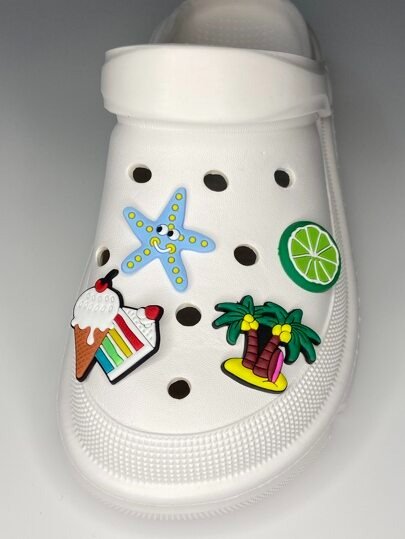 4pcs Starfish & Ice Cream Design Shoe Decoration