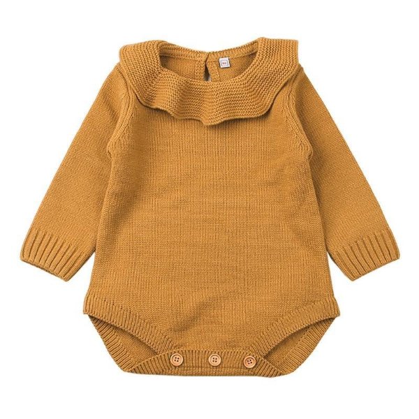 Mustard Scout Collared Knit Romper