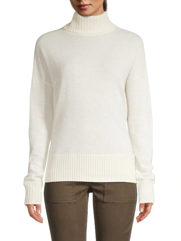 Cashmere Turtleneck High-Low Sweater