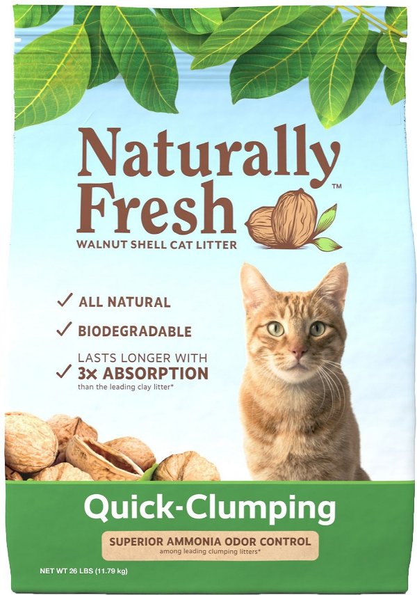 NATURALLY FRESH Unscented Clumping Walnut Cat Litter, 26-lb bag - Chewy.com