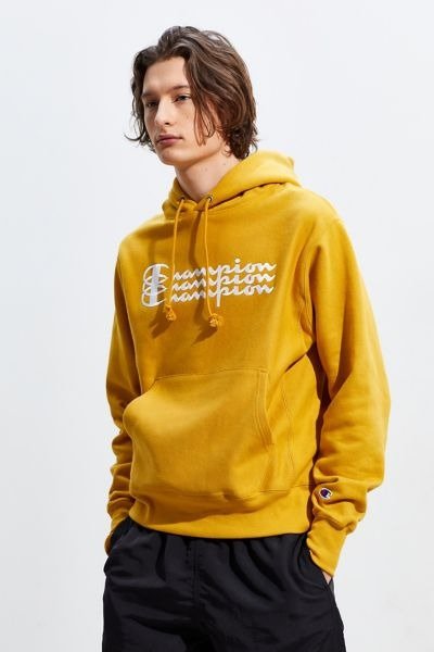 UO Exclusive Triple Script Reverse Weave Hoodie Sweatshirt