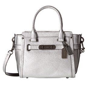 Coach Swagger 21 Women's Pebbled Leather Satchel, DK/Silver