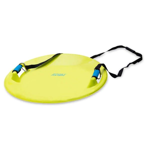 Arctic Saucer Sled with Foam Grips & Uphill Pull Cord Straps Winter Snow Sled with Handles (Kids & Adults) Yellow Green