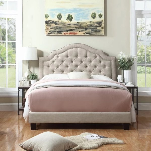 Rosevera Angelo Diamond Tufted Upholstered Panel Bed