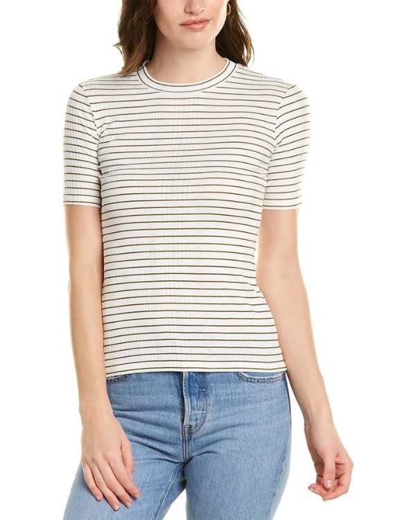 Vince Variegated Rib Striped Top