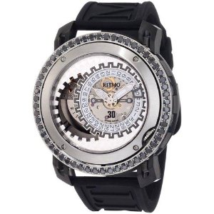 Ritmo Mundo Men's D202/9 SS BLK Diamond Persepolis Dual-Time Orbital Case Automatic Watch