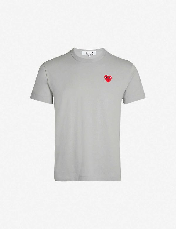 Heart-applique cotton-jersey T-shirt