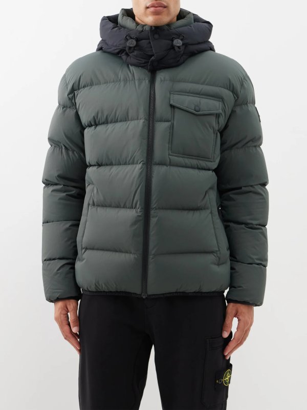 Bedstuy contrast-panel quilted down jacket
