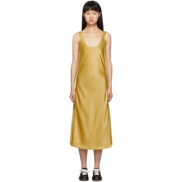 Gold Satin Midi Dress